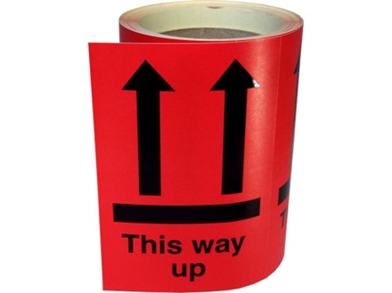 This way up shipping label.