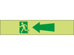 Photoluminescent Exit, running man, arrow left tape