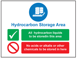 Hydrocarbon storage area sign.