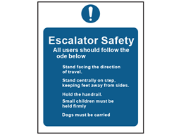 Escalator safety sign