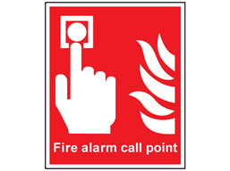Fire alarm call point symbol and text safety sign.