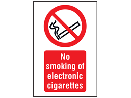 No smoking of electronic cigarettes symbol and text safety sign.