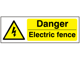 Danger electric fence warning safety sign.