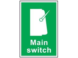 Main switch symbol and text safety sign.