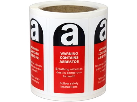 Warning contains asbestos safety label.