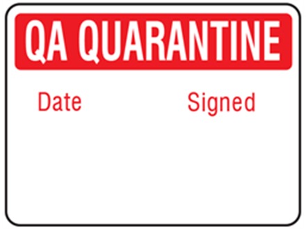 Jumbo QA Quarantine Label - 250 pack