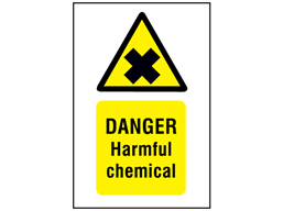 Danger harmful chemical symbol and text safety sign.