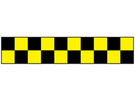 Laminated warning tape, black and yellow check.