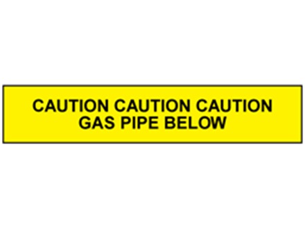 Caution gas pipe below tape.