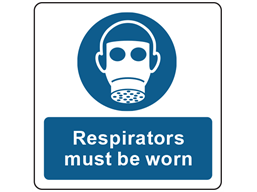 Respirators must be worn symbol and text safety label.