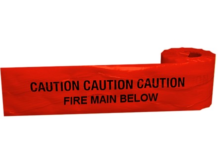 Caution fire main below tape.