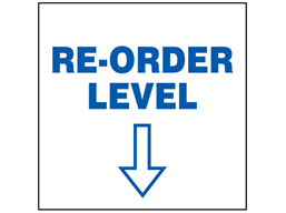 Re-order level, arrow down, sign.