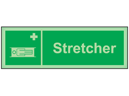 Stretcher photoluminescent safety sign