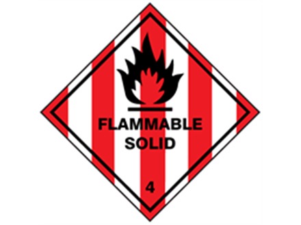 Flammable solid 4 hazard warning diamond sign