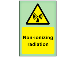 Non-ionizing radiation photoluminescent safety sign