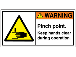 Warning pinch point keep hands clear during operation label