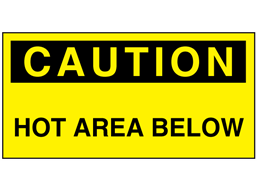 Caution hot area below electrical warning label