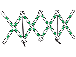 Concertina barrier, green and white.