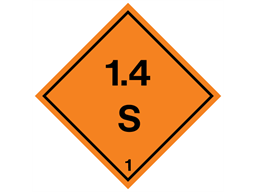 Explosive 1.4 S hazard warning diamond sign