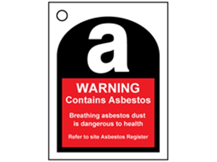 Warning contains asbestos safety tag.