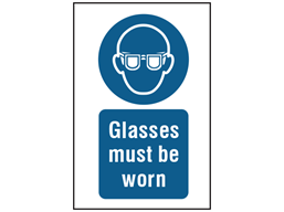Glasses must be worn symbol and text safety sign.
