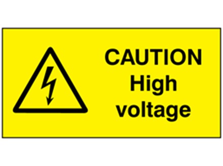 Caution high voltage label.
