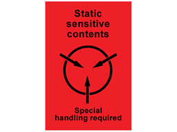 Static sensitive contents shipping label.