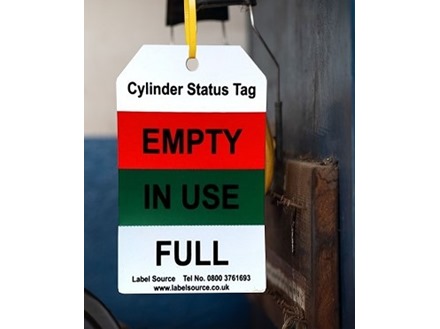 Gas cylinder status tag.