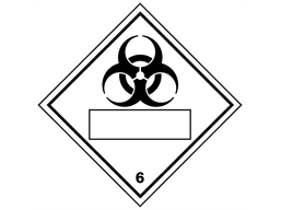 Biological hazard, class 6, hazard diamond label (with write on panel)