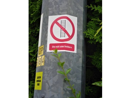 Do not use ladders symbol and text safety sign.