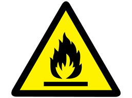 Flammable hazard warning symbol label.