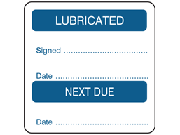Lubricated, next due combination label.