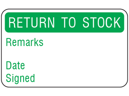 Return to stock quality assurance label