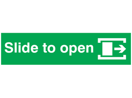 Slide to open (right), mini safety sign.