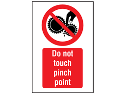 Do not touch pinch point symbol and text safety sign.