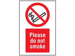 Please do not smoke symbol and text safety sign.