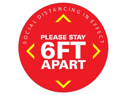Social distancing in effect sign