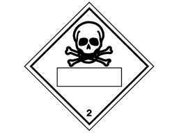 Toxic, class 2, hazard diamond label (with write on panel)