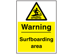 Warning surfboarding area sign.