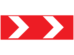 White arrow on red sharp deviation sign
