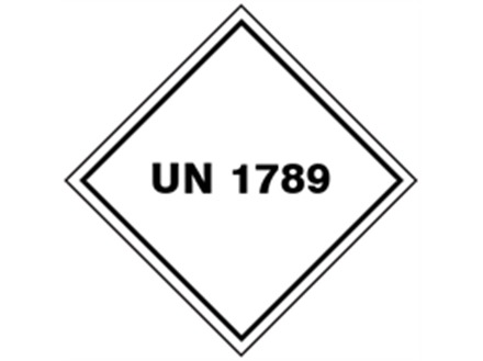 UN 1789 (Hydrochloric acid) label.