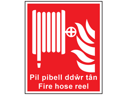 Pil pibell ddwr tân, Fire Hose Reel. Welsh English sign.