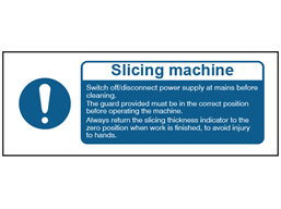 Slicing machine safety label.