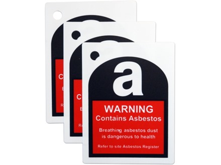 Warning contains asbestos safety tag.