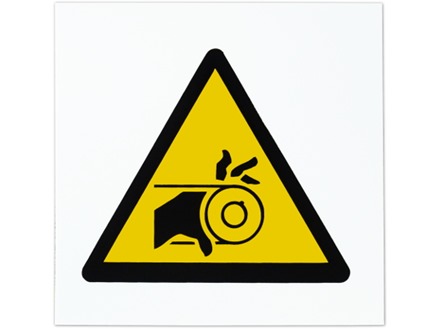 Moving belt hazard symbol safety sign.