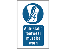 Anti-static footwear must be worn symbol and text safety sign.