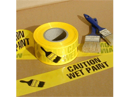 Caution wet paint barrier tape