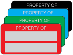 Property asset label, not numbered, self laminating