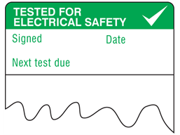 Tested for electrical safety, next test due cable wrap label