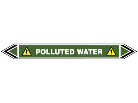 Polluted water flow marker label.